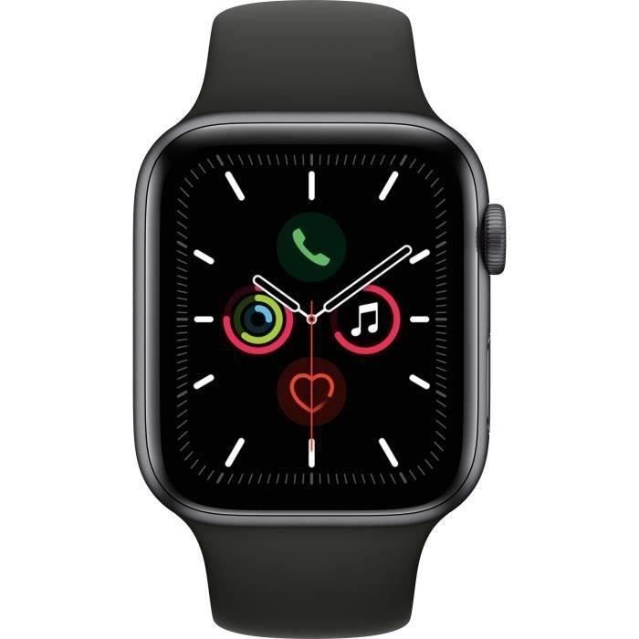 Apple Watch Series 5 GPS 44 mm, caja de aluminio gris espacial, correa negra, talla M/L (2019), reacondicionado, en muy buen estado.