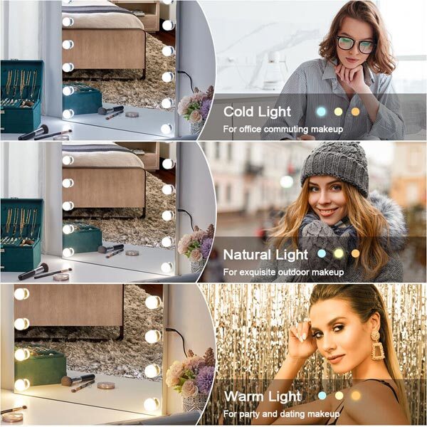 Specchio da trucco Livingandhome Hollywood con lampadine a LED