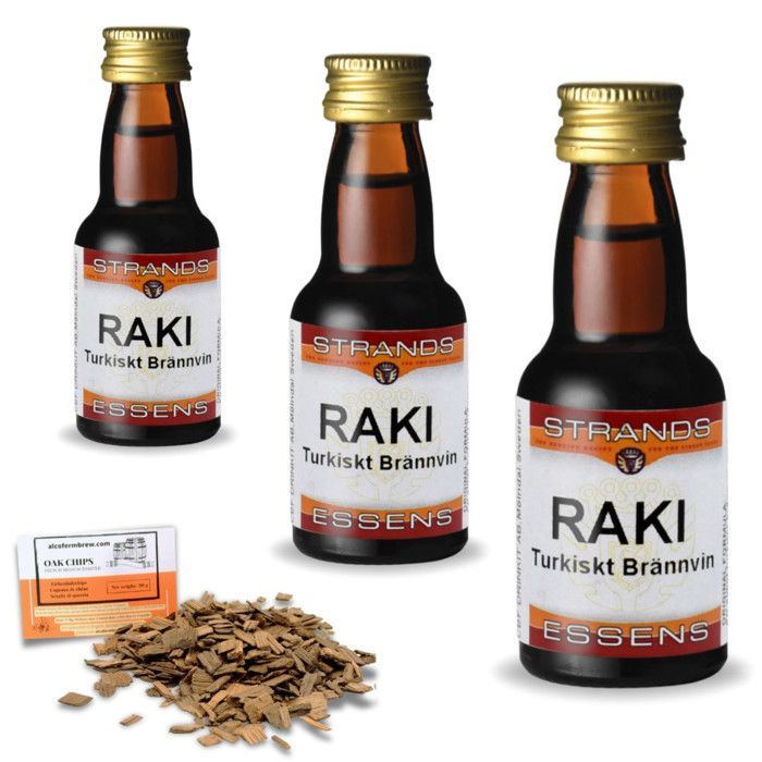 x Esencia estilo Raki 25ml – Sin alcohol – Rinde hasta 2.25L – Incluye 20g de virutas de roble francés gratis