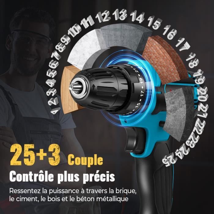 Trapano avvitatore a batteria - Marca - Modello - 28V - 25+3 impostazioni di coppia - 24 accessori