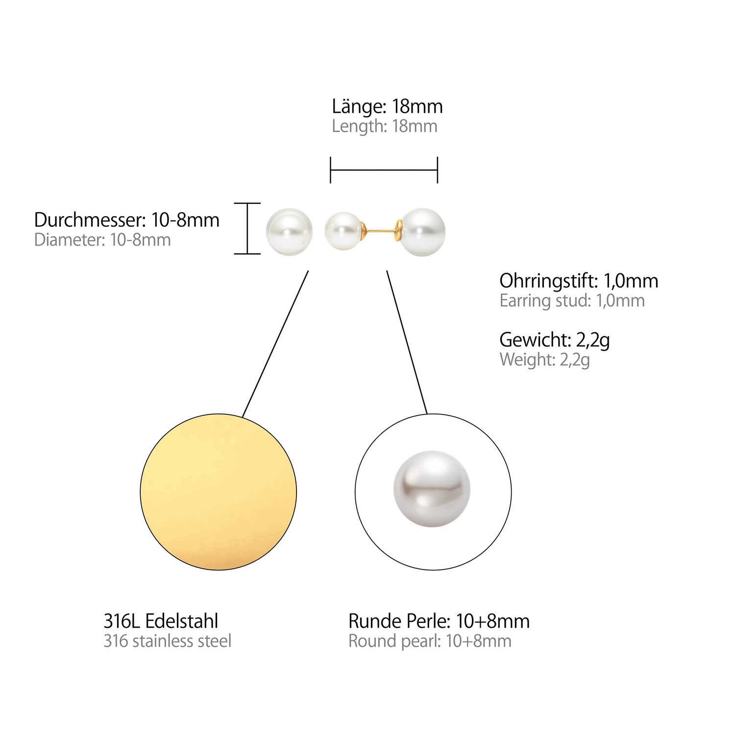 Heideman Boucles d'oreilles double blanc