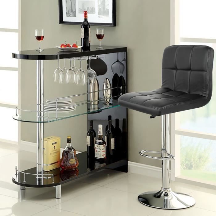Lot de 2 tabourets de bar - OOBEST - L45cm x P50cm x H100cm-120cm - Réglable en hauteur - Style contemporain