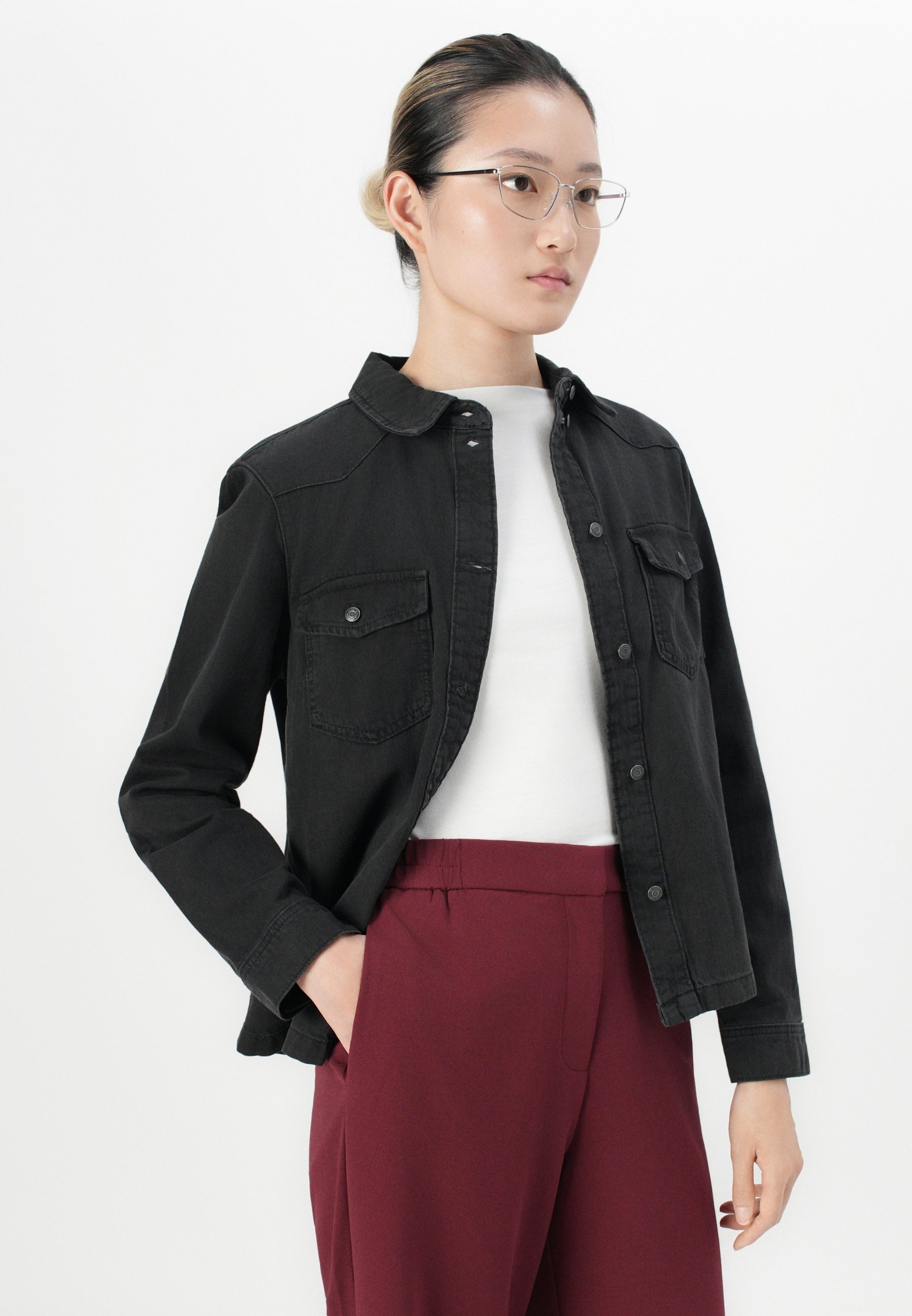 Noisy May NMNEW SIGNE - Blouse met knoopsluiting - zwarte denim