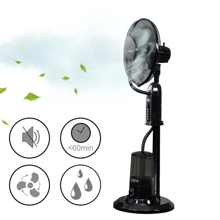 Ventilatore a piantana e umidificatore Ninove 75W in plastica nera