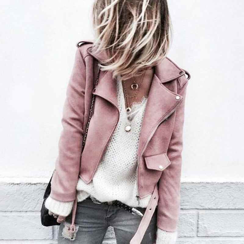 Hillsionaly Manteau Femme Hiver Grande Taille Femme Veste courte décontractée d'automne en faux daim, coupe slim, fermeture éclair, style motard