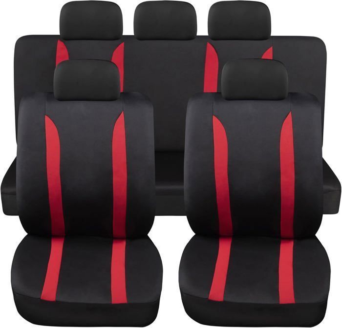 Rebeca Shop - Universal car seat covers, model LS09, front and rear, polyester, red