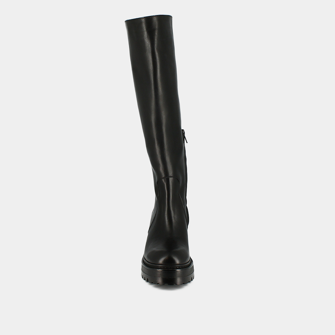 Bottes à bouts ronds et semelles crantée...  en cuir noir