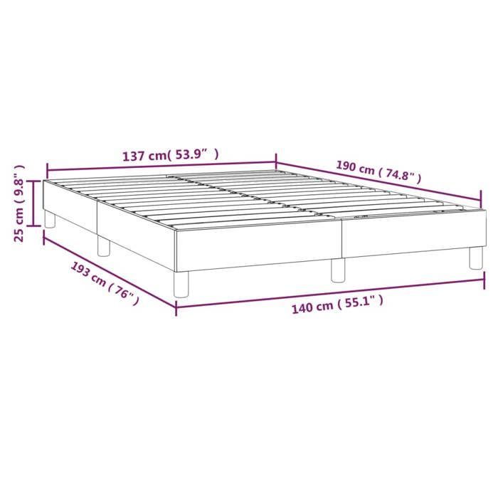 Muebles de cama - ZENCORE - Estructura de cama doble - Base de láminas - Terciopelo gris oscuro 140x190 cm 546259