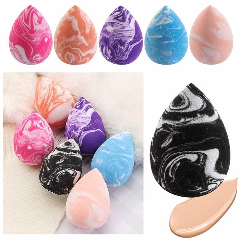 Poudre sans latex, fond de teint texture saumon, correcteur, effet marbré, éponge à maquillage, mélange de poudre, houppette cosmétique, œuf de beauté
