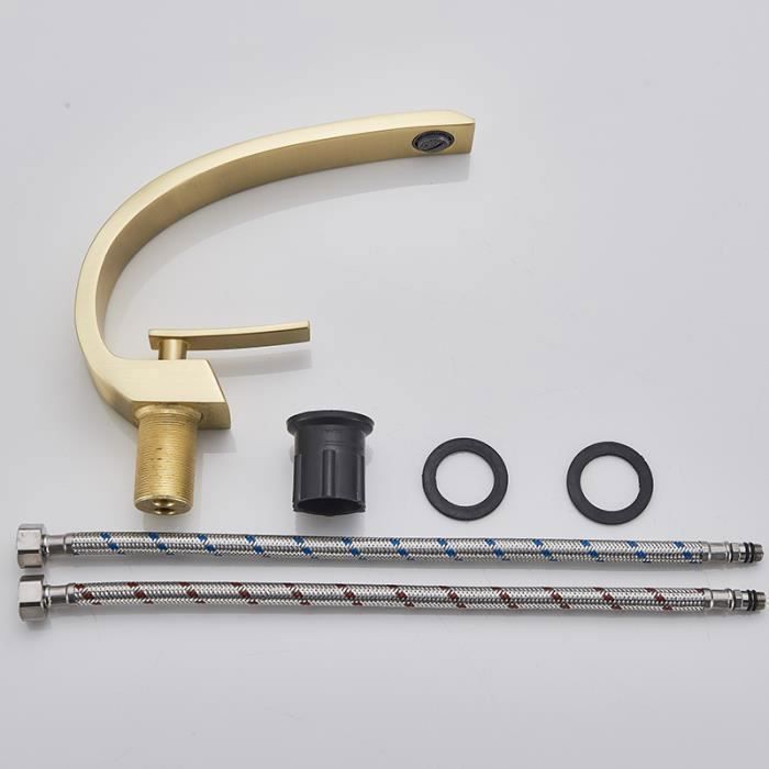 Brushed gold bathroom faucet - Basin mixer tap - Hot and cold water available - Brass - Brushed gold