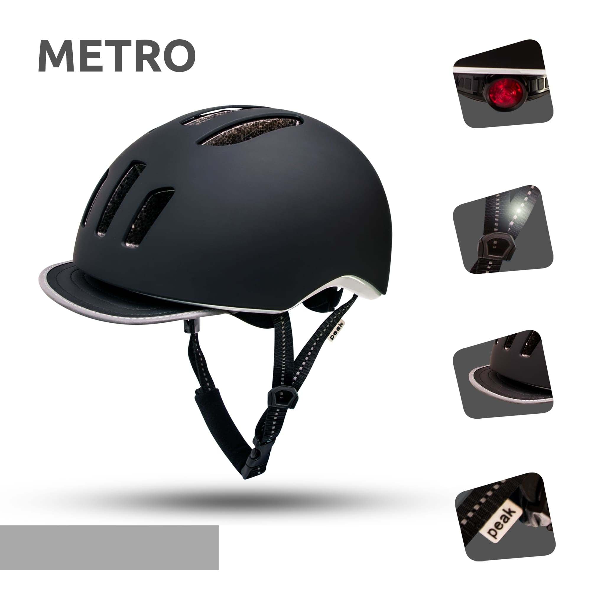Casco De Ciudad Para Hombre Y Mujer |metro Negro 53-59cm | Crazy Safety |en 1078
