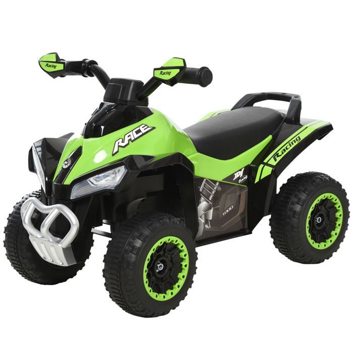 Ikke-motorisert firhjuling for barn - HOMCOM - firhjuling for 18-36 måneder, med lys- og lydeffekter, utendørsleke - PP ABS - 67x38x44cm - grønn og svart