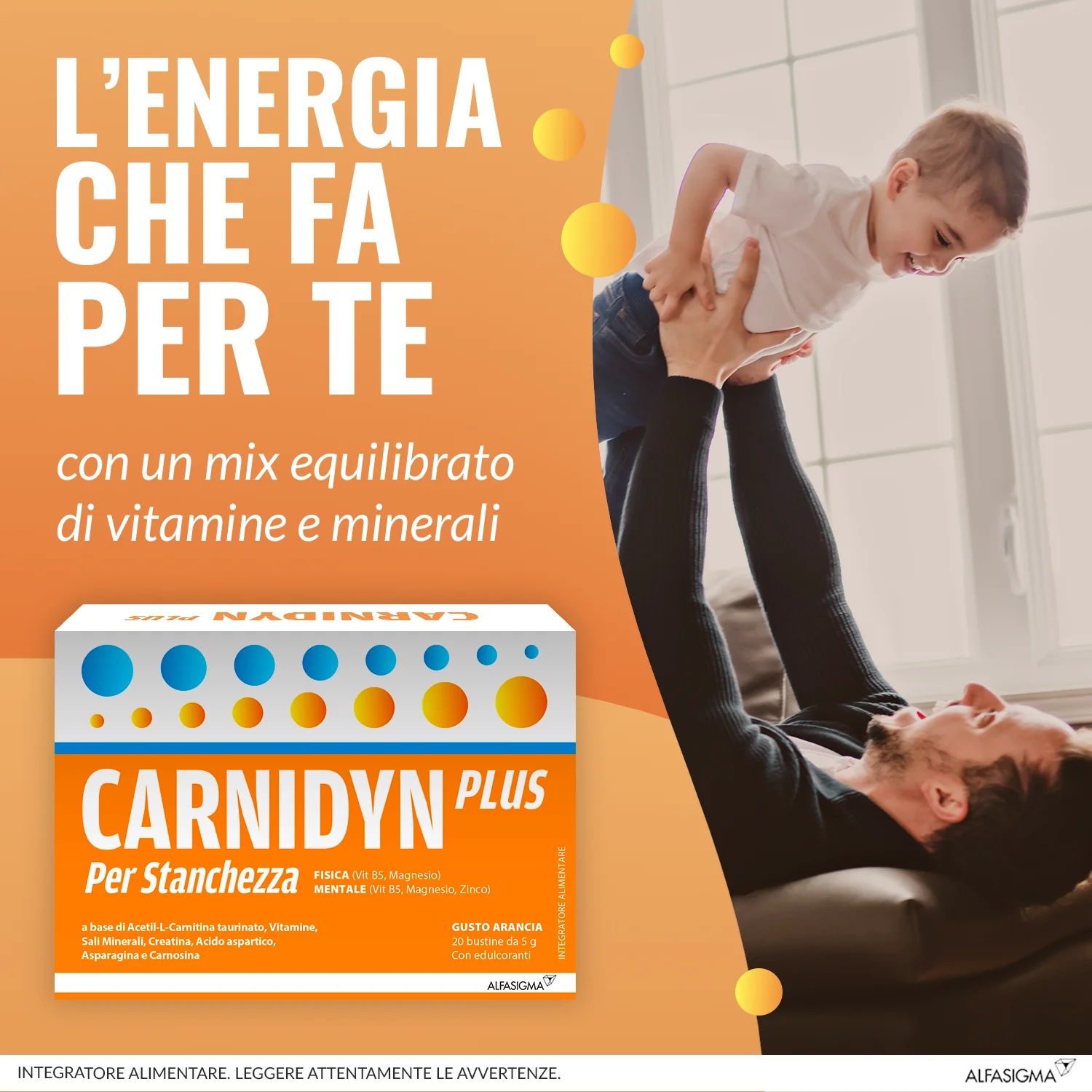 CARNIDYN Alfasigma Carnidyn Plus 20 zakjes Voedingssupplement tegen fysieke en mentale vermoeidheid
