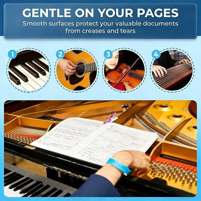 Set di 20 clip musicali per leggii, clip a forma di chiave di violino per spartiti, clip per libri
