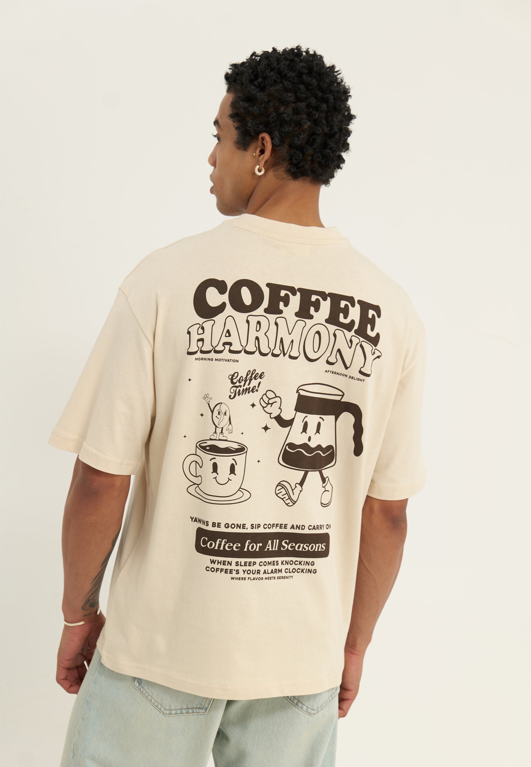 YOURTURN UNISEX - T-shirt met print - beige