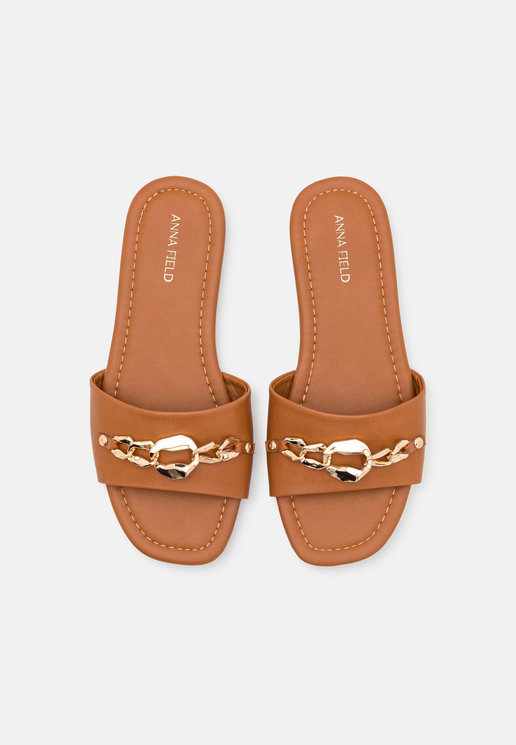 Mules Anna Field a pianta larga - cognac