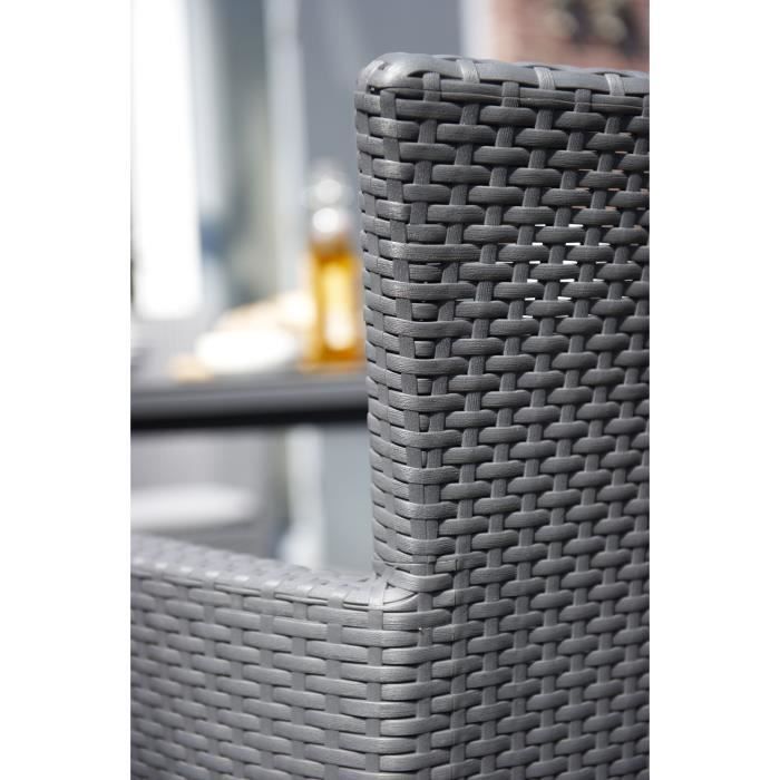 Keter Salon de jardin Rosario, 2 fauteuils et table, aspect rotin, résistant aux intempéries, graphite
