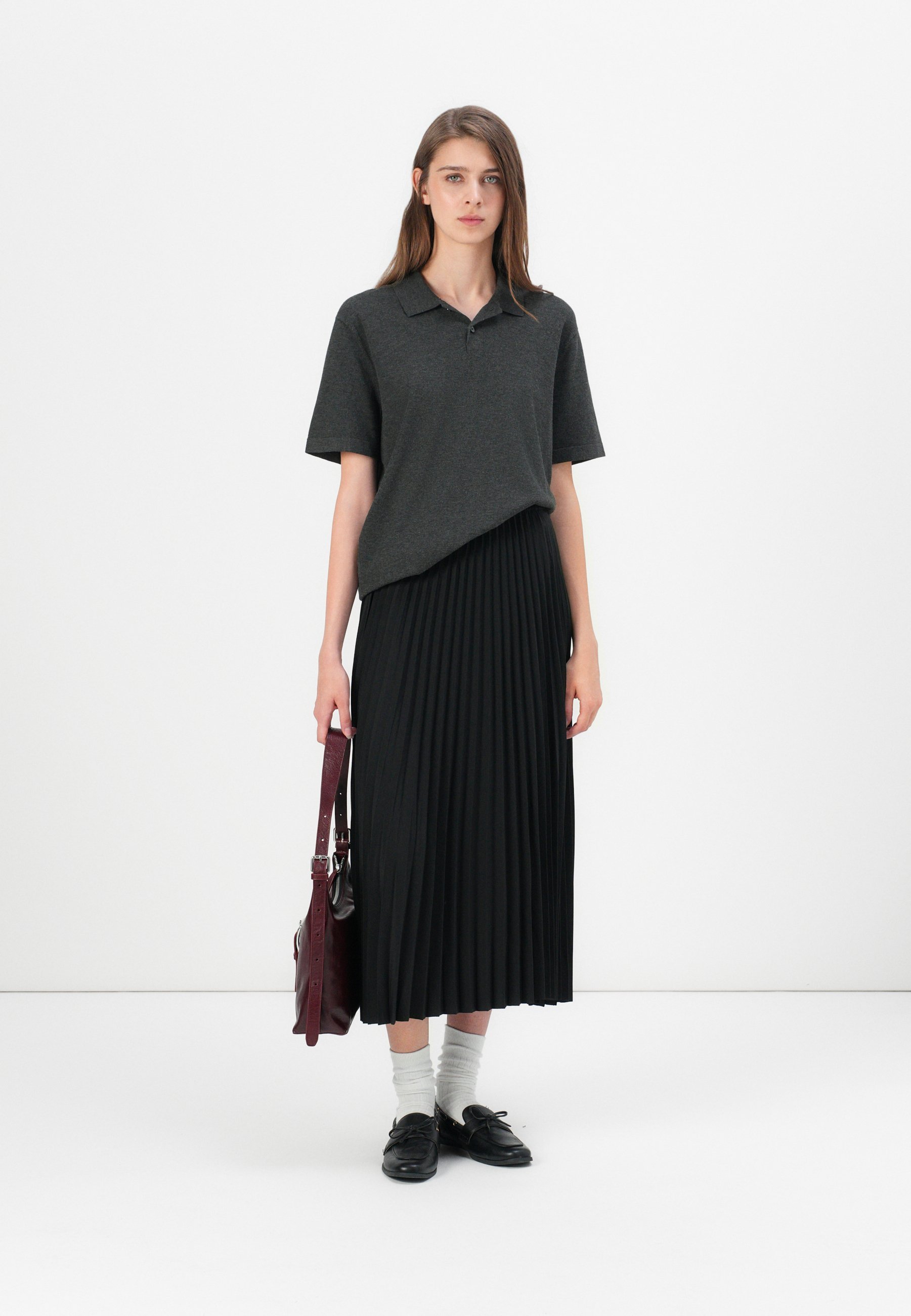 Selected Femme SLFALEXIS MIDI-rok - Geplooide rok - zwart