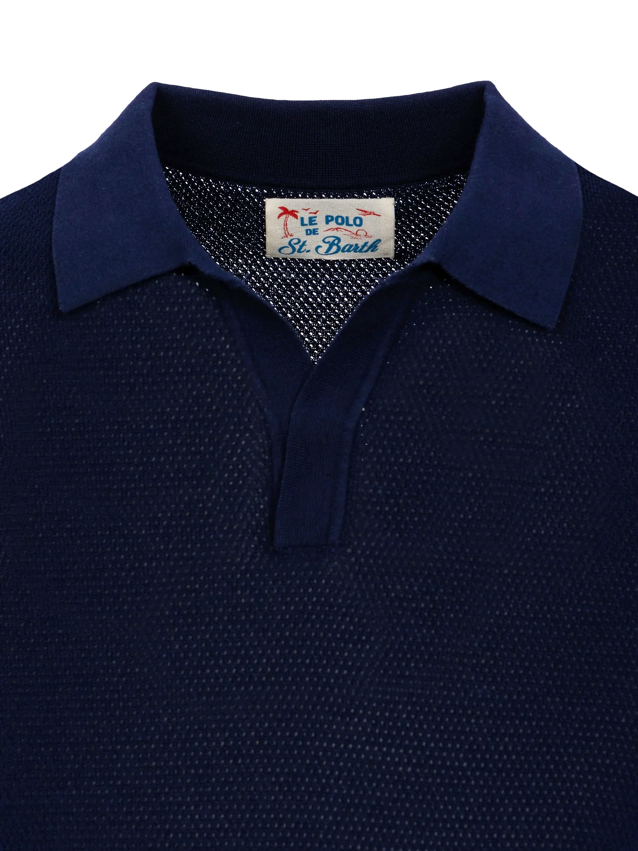 Sloan poloshirt zonder knoopjes in marineblauw mesh