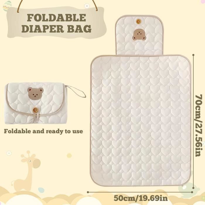 Cambiador portátil: Cambiador de viaje de 70 x 50 cm, cambiador Baby'ness, almohadilla portátil para pañales