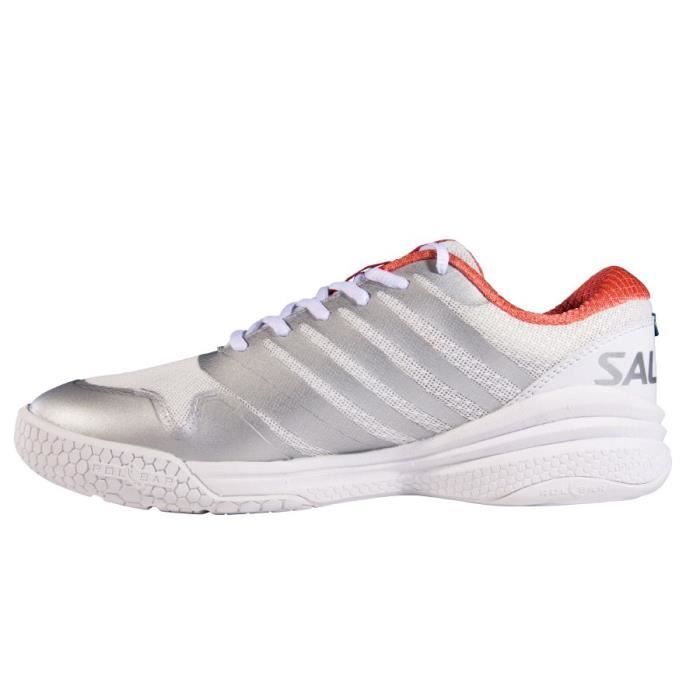 Chaussures de handball indoor femme Salming Recoil Kobra - Blanc/Living Coral - Taille 37 1/3