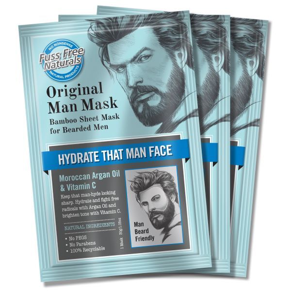 Fuss Free Naturals fuktighetsgivende ansiktsmaske for menn, skjeggete