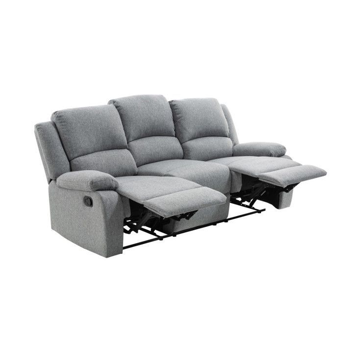 Canapé Relaxation 3 places LEO en Tissu - Gris clair - L193 x 93 x 96cm - LOUNGITUDE