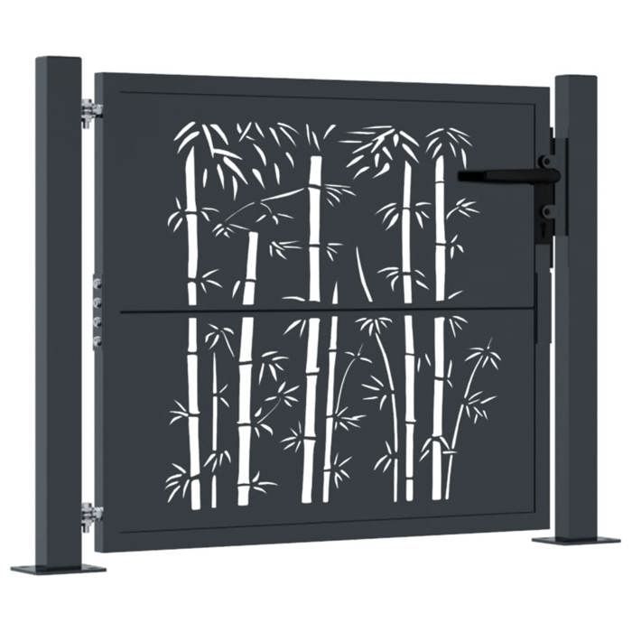 vidaXL Portail de Jardin, Portillon de Patio, Barrière de Sécurité, Porte d'Extérieure, Anthracite 105x80 cm Acier 153178