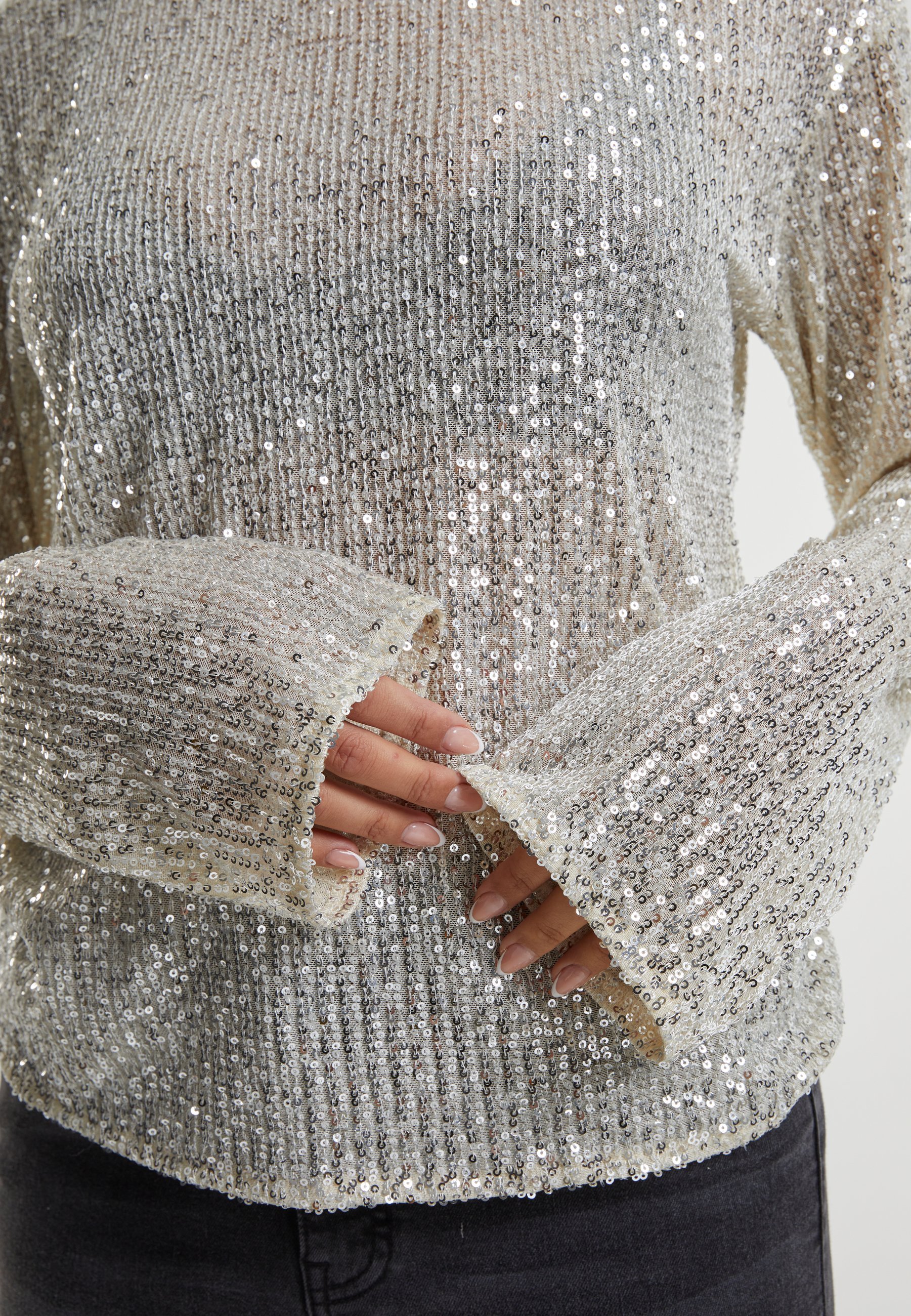 Urban Classics SEQUINS - Blouse - wit zand