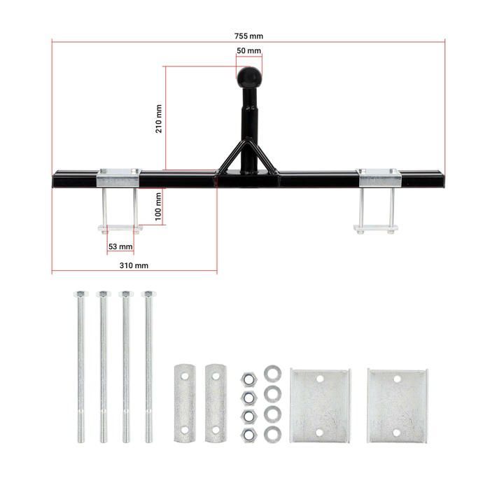 Portabicicletas Wiltec para enganche de remolque, con capacidad de hasta 80 kg, fabricado en acero, adaptador de montaje para enganche de remolque para remolques y caravanas.