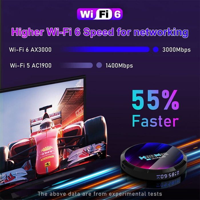 Android TV Box, Boitier iptv Android 13.0 TV Box 4GB RAM/32GB ROM smart media player 2.4GHz/5.0GHz WiFi BT5.0 8K 3D Smart TV Box