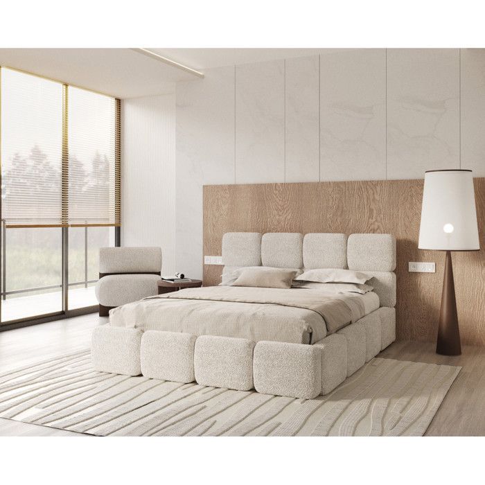 Delicato 140 x 190 cm Stauraumbett mit hochklappbarem Lattenrost, Weiß