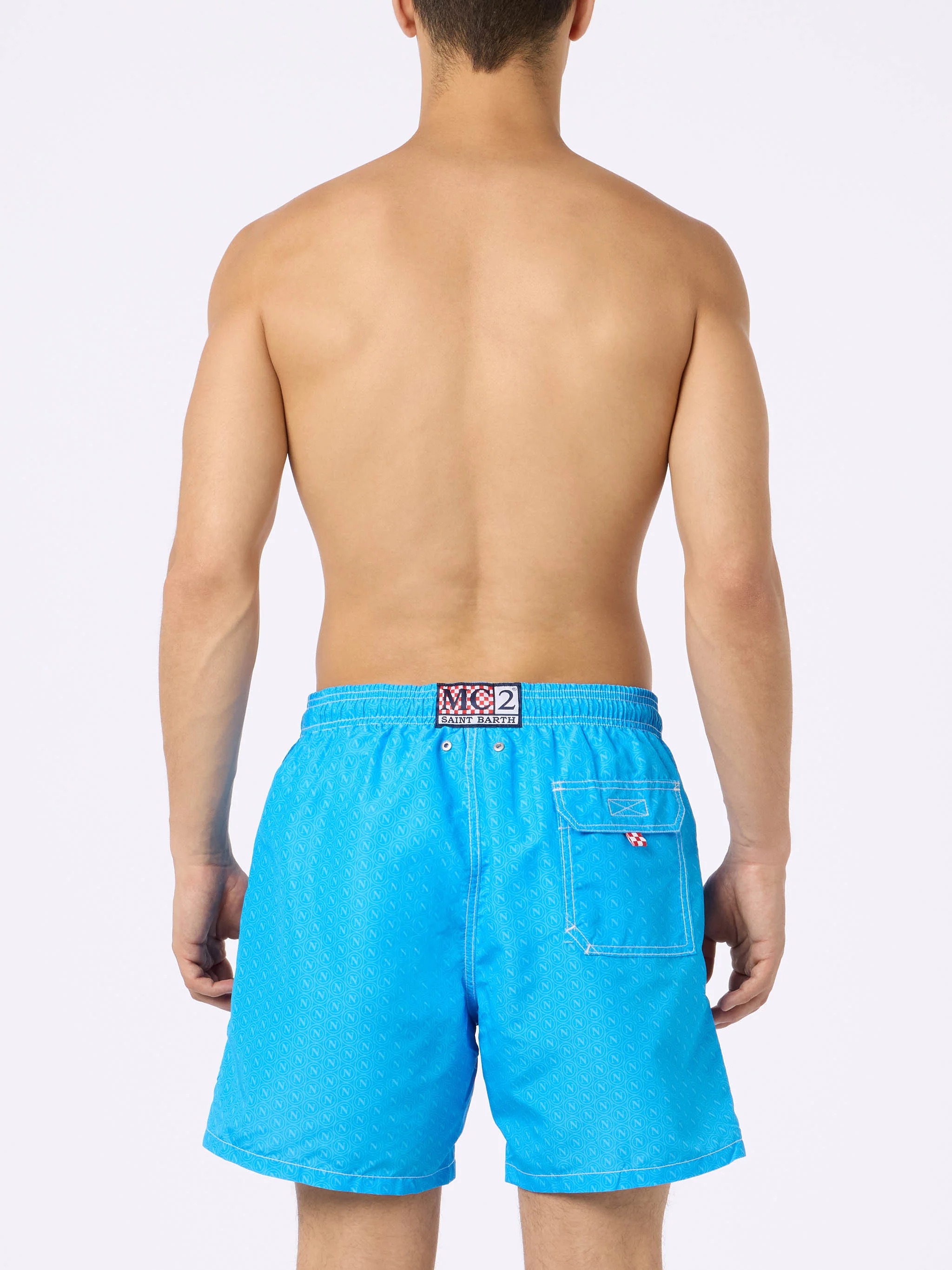 Gustavia Mid-Length Zwemshorts | Napels Print | Peach Touch Stof | AI-Ontwerp | MC2 Saint Barth | SSC NAPOLI SPECIAL EDITION