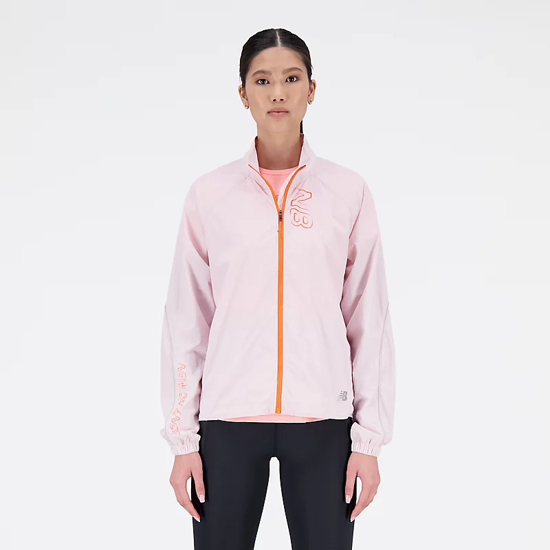Impact Run damesjack met print, opvouwbaar model – steenroze