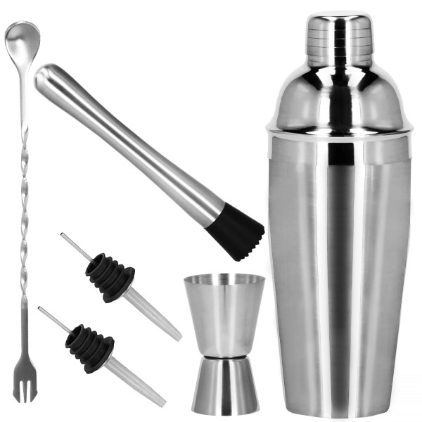Zestaw barmański 6 elementów shaker 550 ml stal nierdzewna srebrny