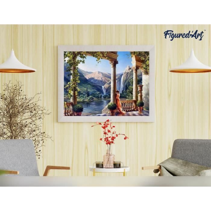 Figured'Art Pintura por números para adultos: Una diosa junto al agua - Kit de arte por números para armar - 40x50cm con marco de madera para armar