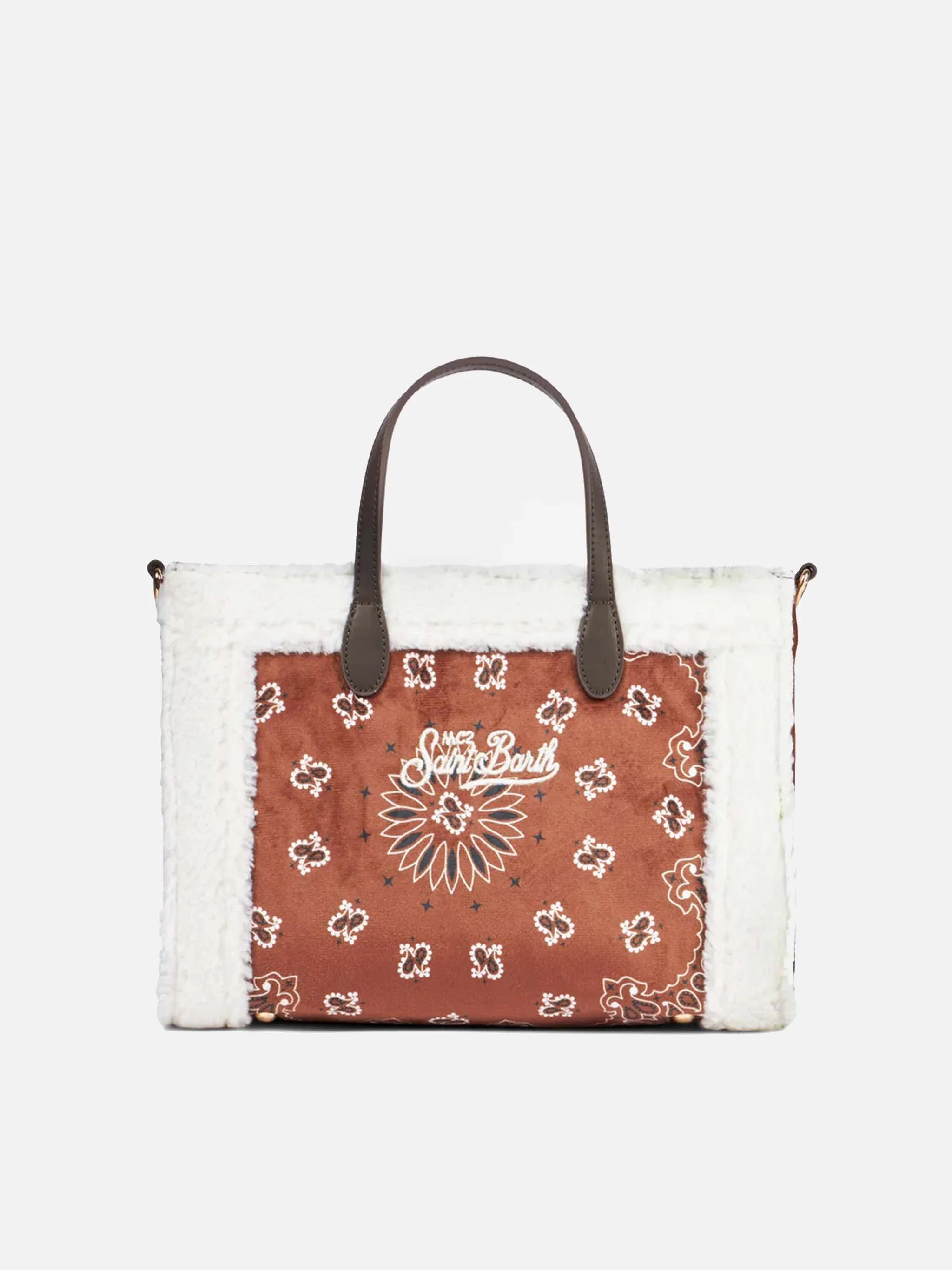Vivian-tas met bandana-print en sherpa-details.