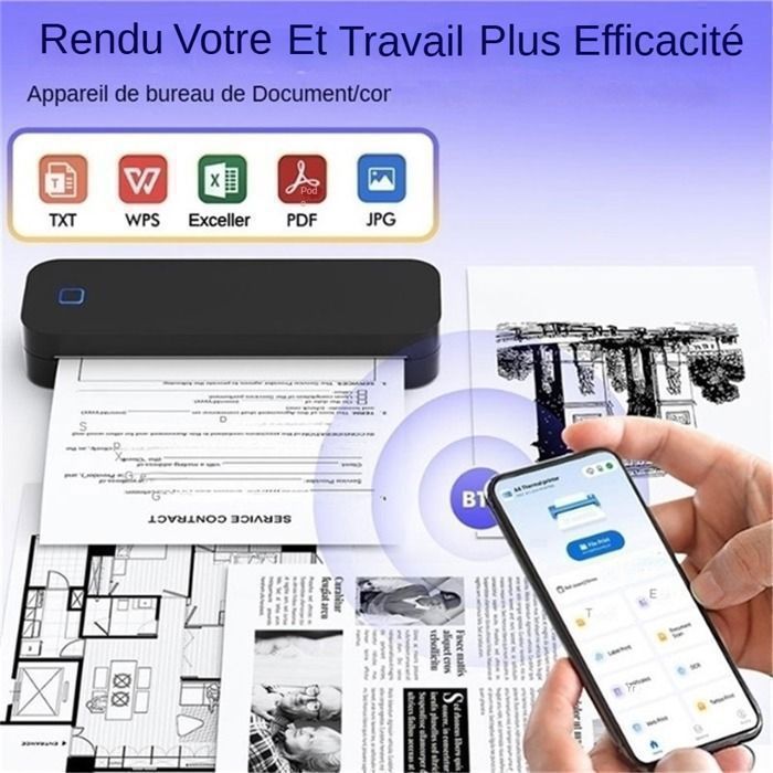 A4 (210*297 mm) Bluetooth-termisk skriver - USB - Wi-Fi - blekkfri - mini bærbar skriver