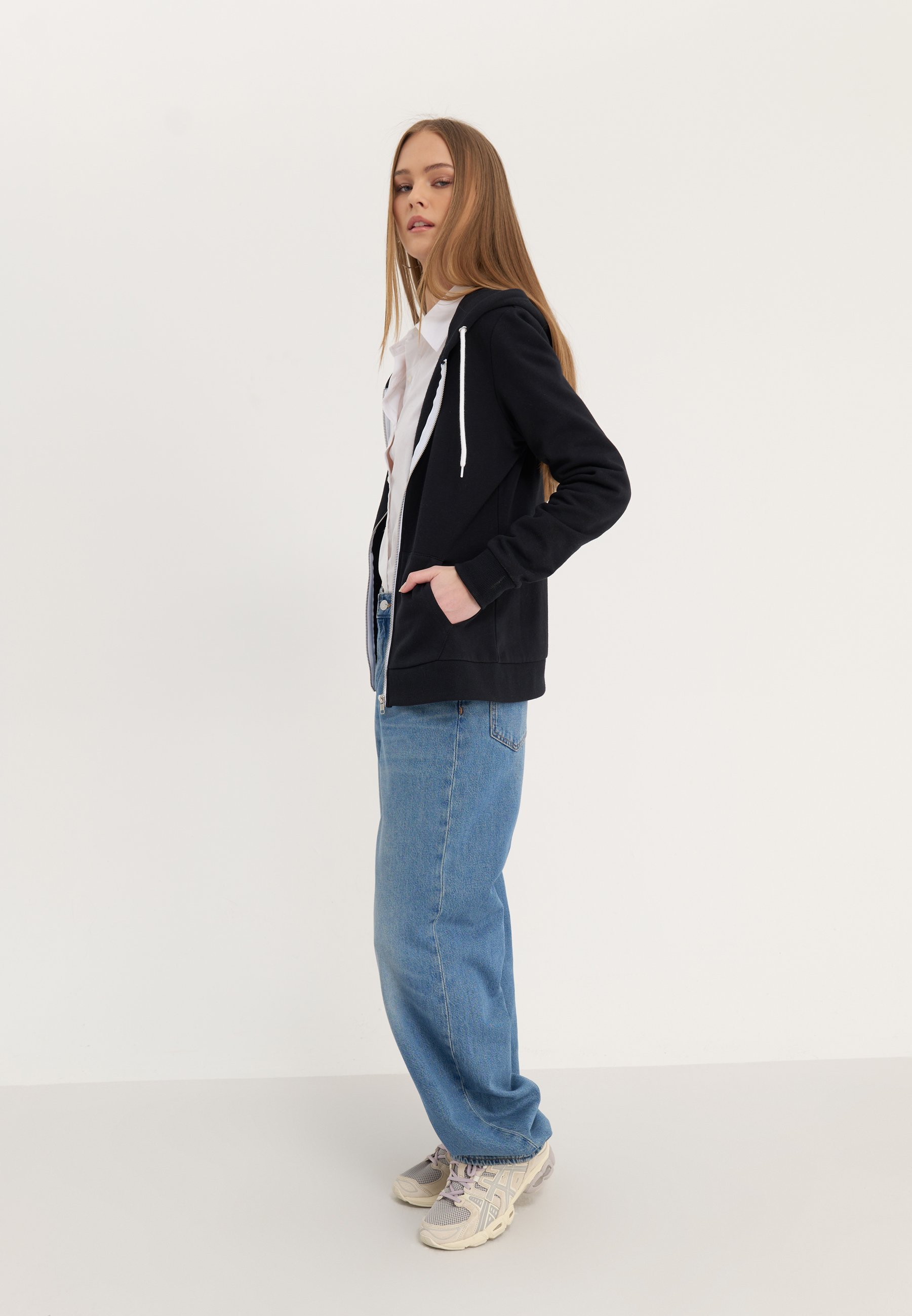 Even&Odd sweatshirt met rits - zwart