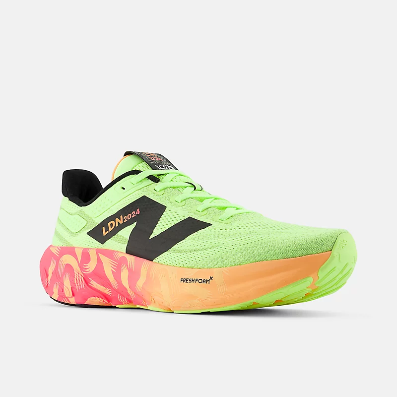 TCS London Marathon Fresh Foam X 1080 v13 pro muže – bělená limetková, zářivě mangová a neonově růžová