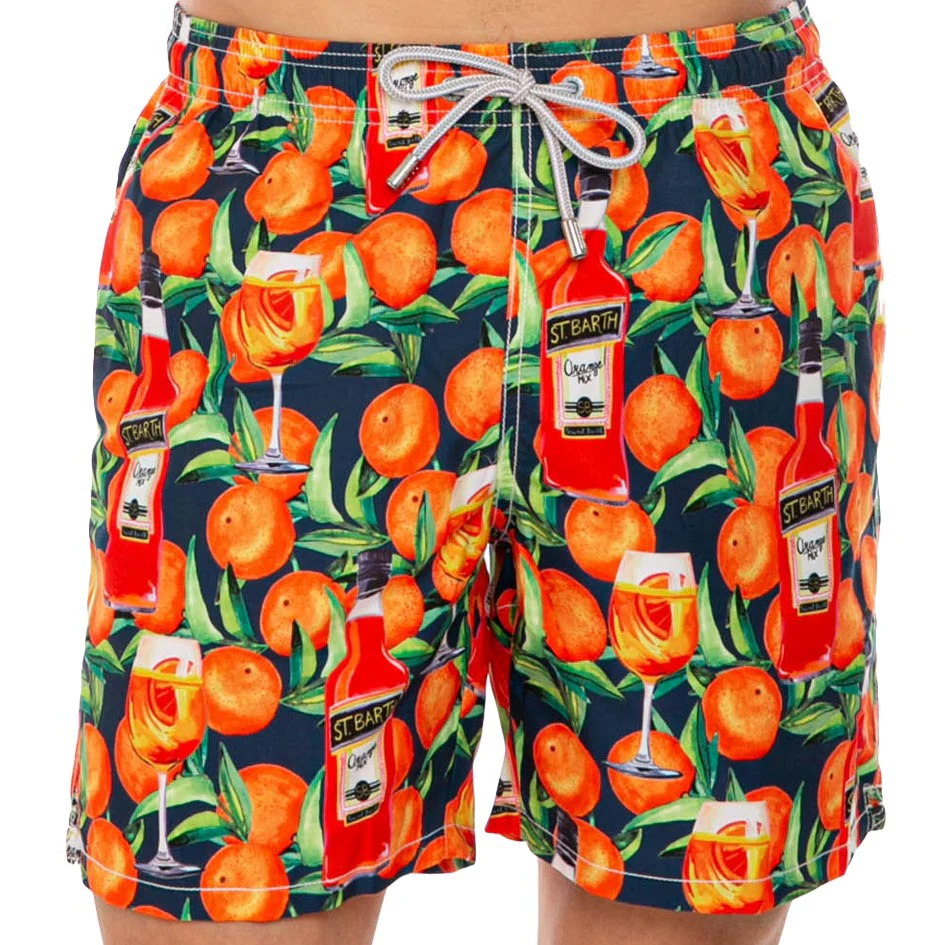 Middellange bikini met blauwe spritzprint