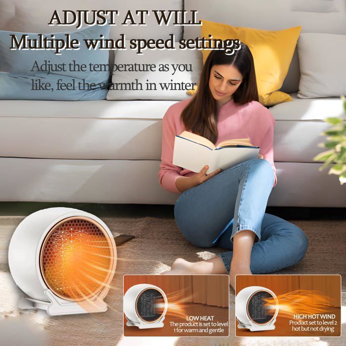 Aquecedor elétrico de baixo consumo, aquecedor com ventilador de cerâmica de 1200W/1800W, mini aquecedor elétrico portátil de 220V