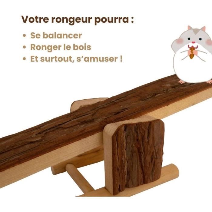 Accessoire rongeur - TYROL - Balançoire à bascule bois - 22 x 8,5 x 7 cm - Bois naturel