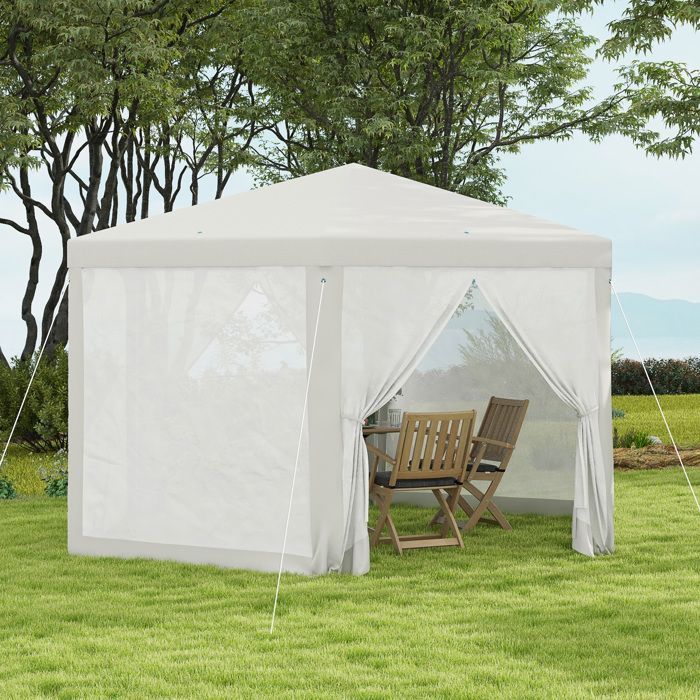Tuinpaviljoen - Outsunny - zeshoekige partytent 10 m² gezellige stijl - metaal - crème