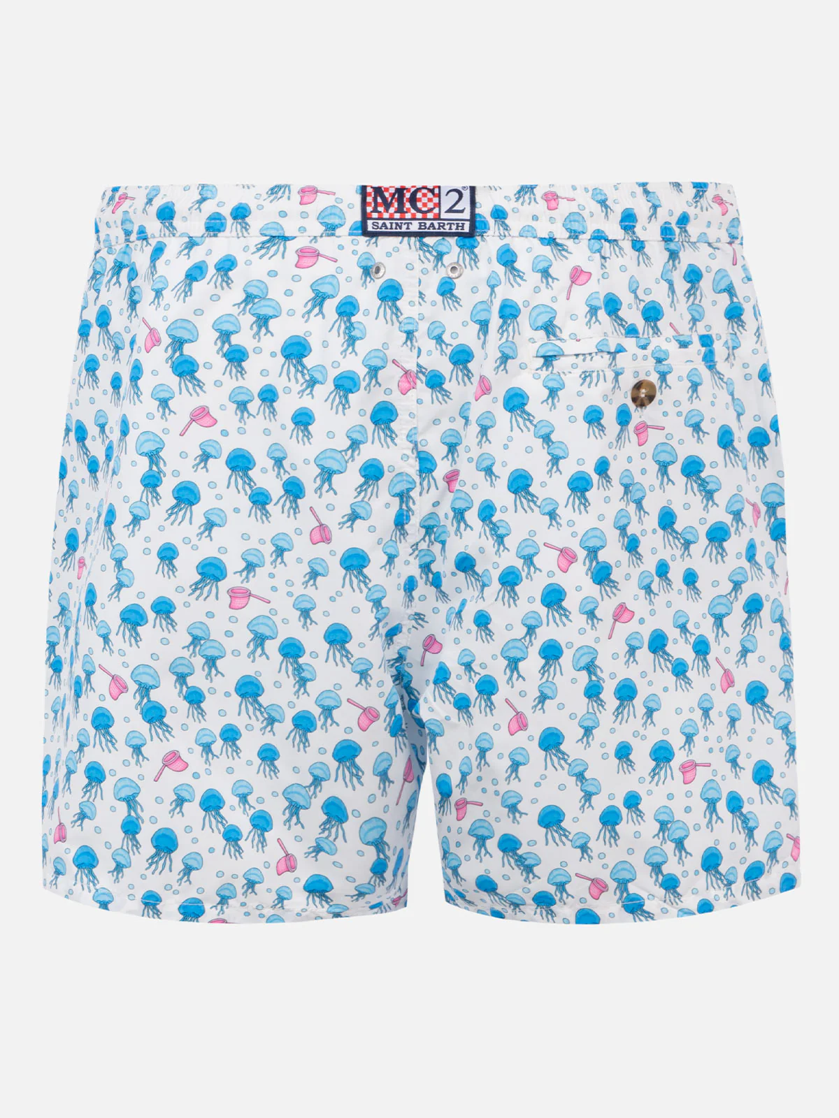Classic Swim Shorts | Jellyfish Print on White | Quick-Drying & Lightweight | Saint Barth