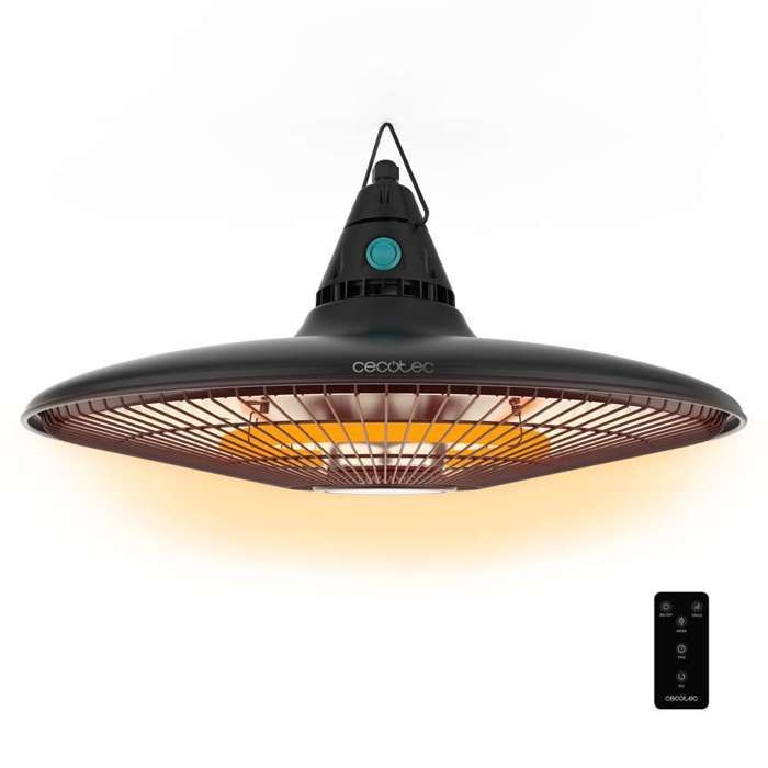 Cecotec Chauffage électrique extérieur au plafond ReadyWarm 1500 Power Ceiling. 1500 W, Technologie halogène, Protection IP65