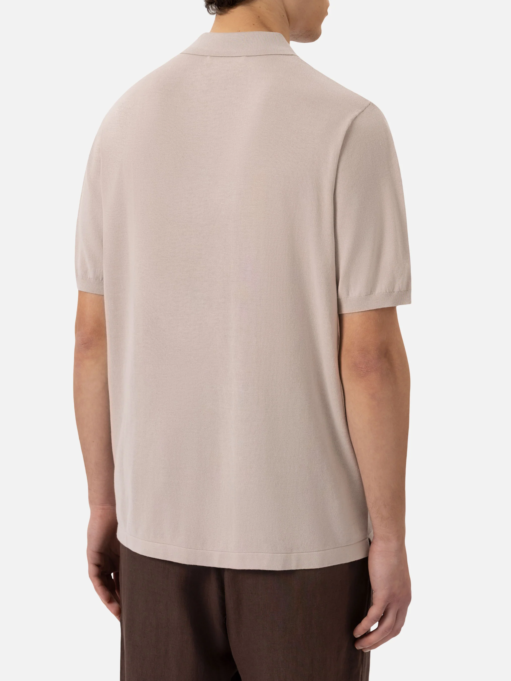 Sloan poloshirt in steengrijs gebreid zonder knopen