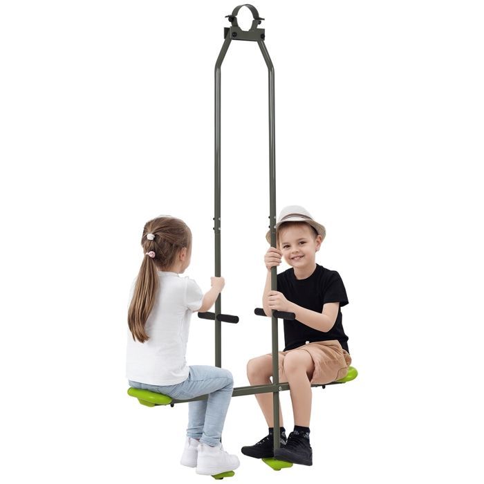 Balançoire agrès vis-à-vis - Outsunny - pour enfants portique jardin installation facile - acier plastique - 3 à 6 ans - vert