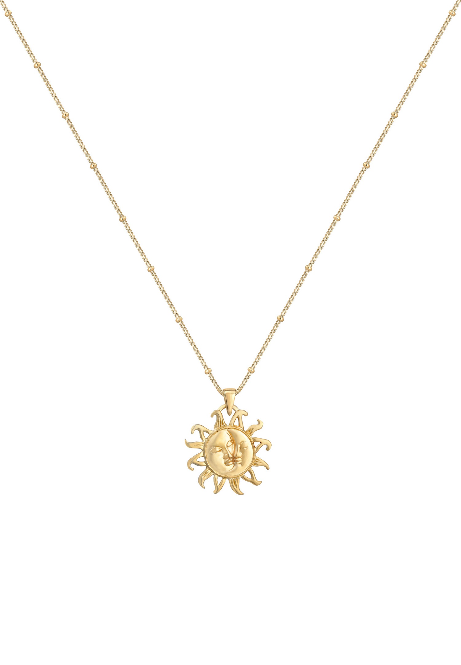 Elli Femmes Pendentif Soleil Vintage Look en Argent Sterling 925 Plaqué Or