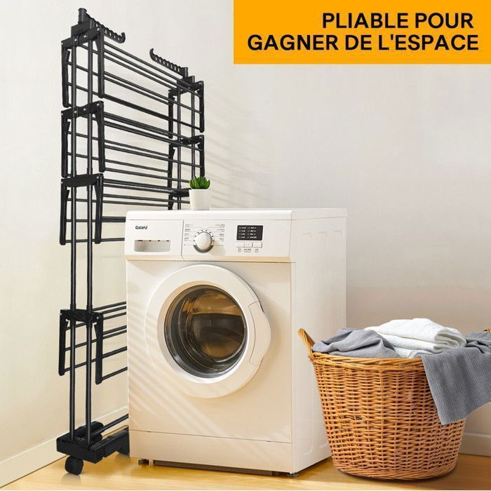Wevalley Folding Clothes Drying Rack with Side Wings on 4 Levels